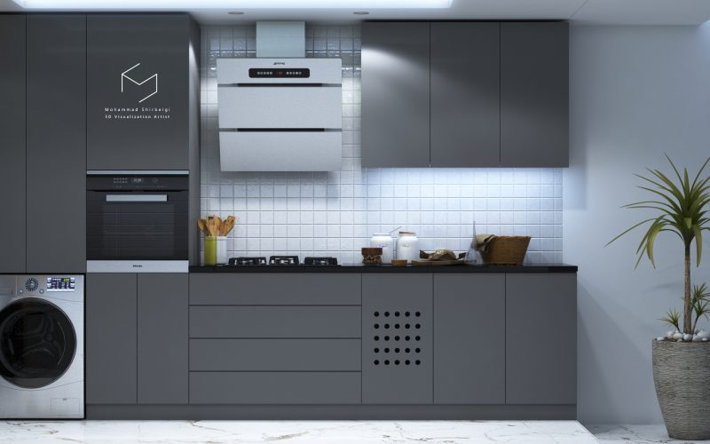 طراحی آشپزخانه مدرن - مدل سازی سه بعدی آشپزخانه
